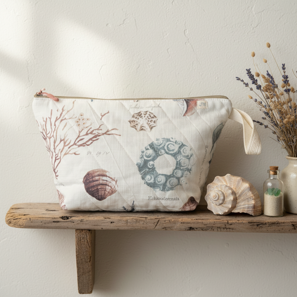 Stor quiltet toilettaske – maritim | Jnortheved