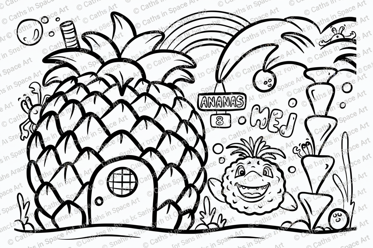 Hjemme ved Ananas Haj 2 farvelægningsark med vandmærke