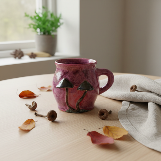 Krus med svampe – Hindbær med mørke svampe | RG Ceramic
