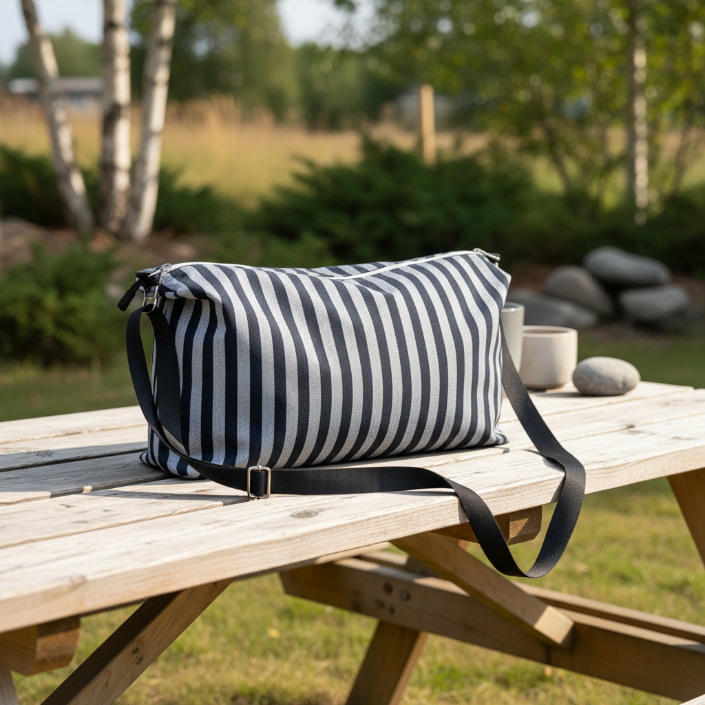 Håndlavet boxy crossbody-taske med pung – Sort/grå | Jnortheved