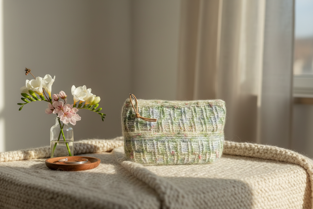 Luksus hæklet pung i silk mohair – Grøn