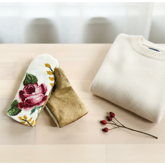 Luffer i skind og broderi lifestyle billede