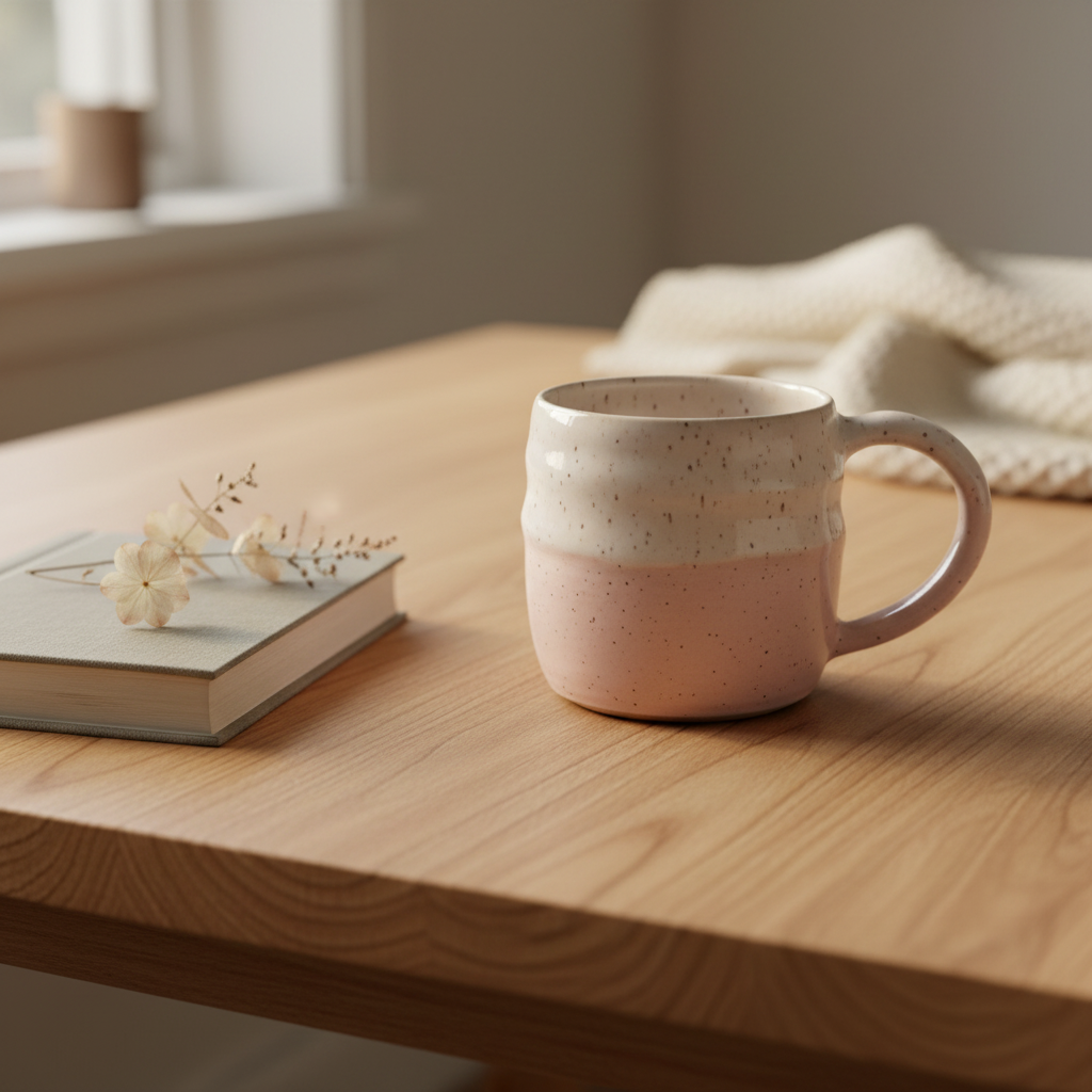 Drejet krus med hank – lyserød og hvid | Clay by Hornstrup