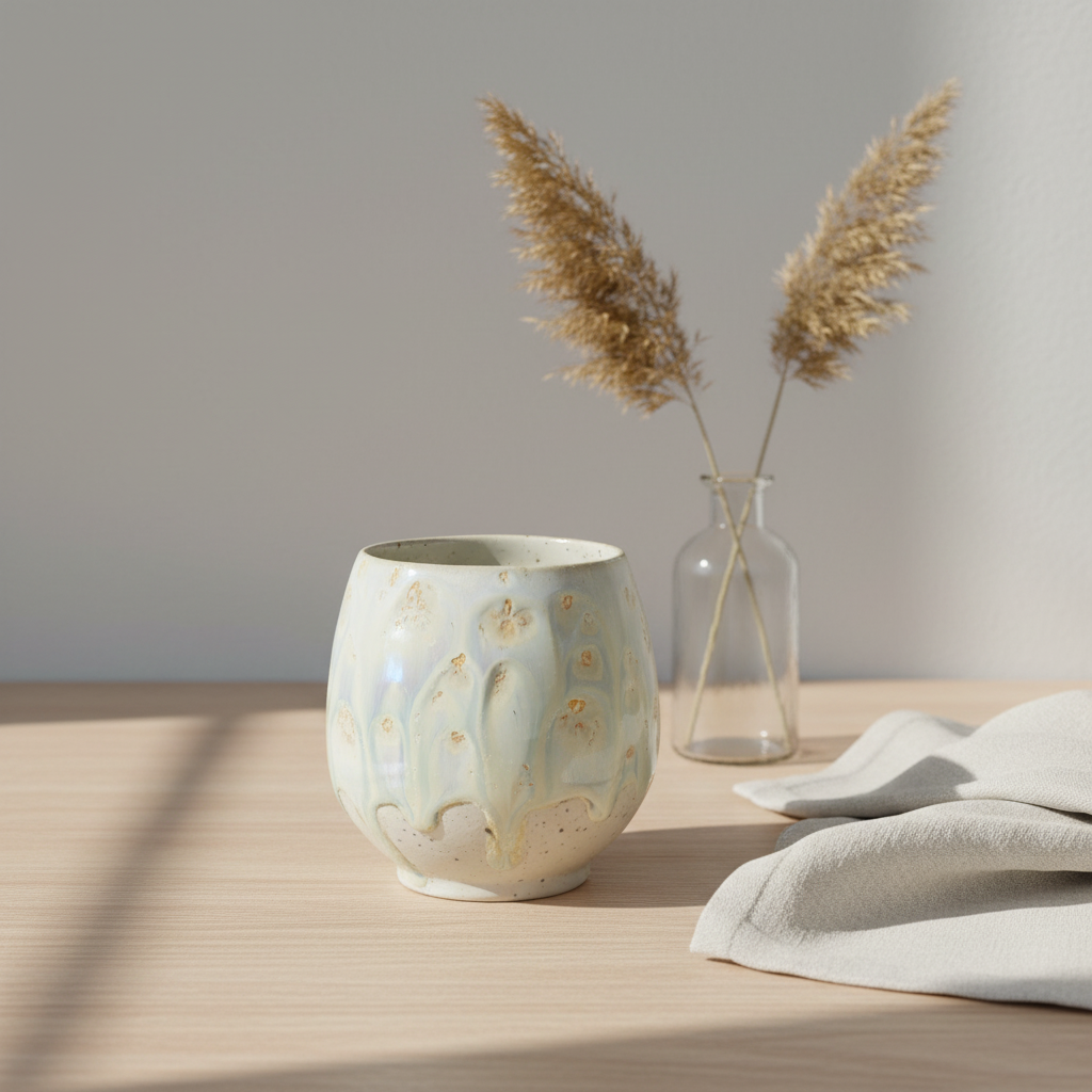 Keramik Tumbler lys creme – Håndlavet af Ibs elsker keramik