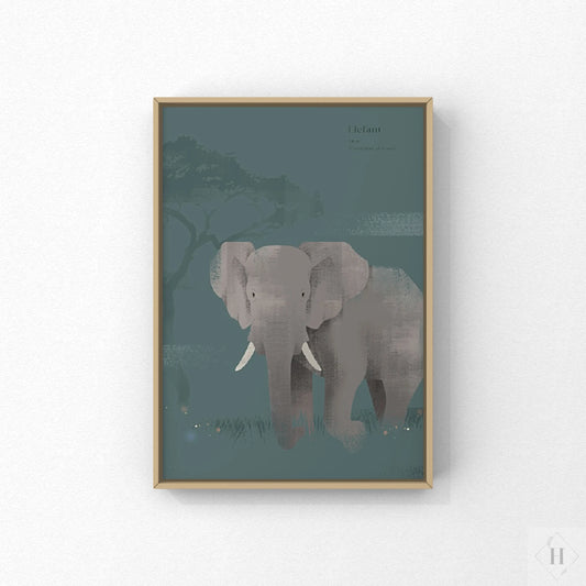 Kunstplakat - Elefant. (50x70) Unika Nord