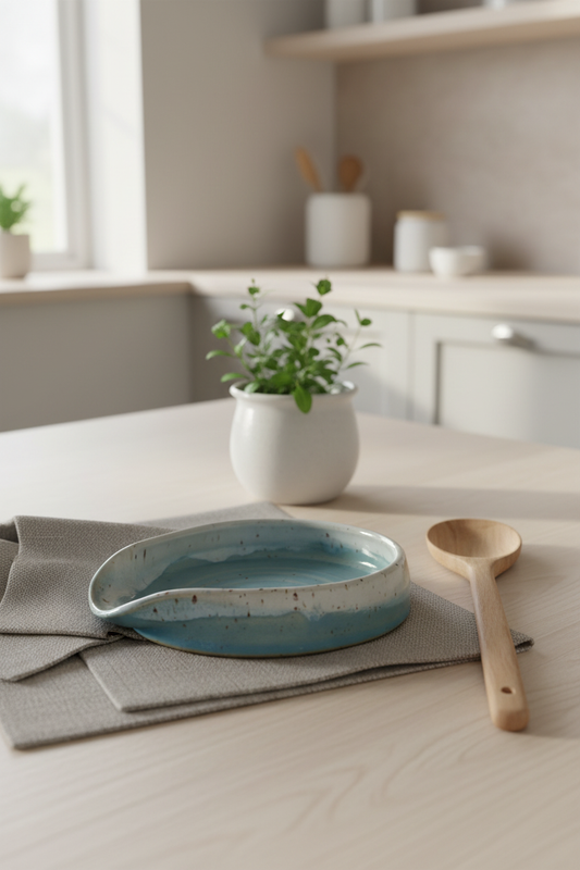 Spoon rest i keramik – Lyseblå glasur | Clay by Hornstrup