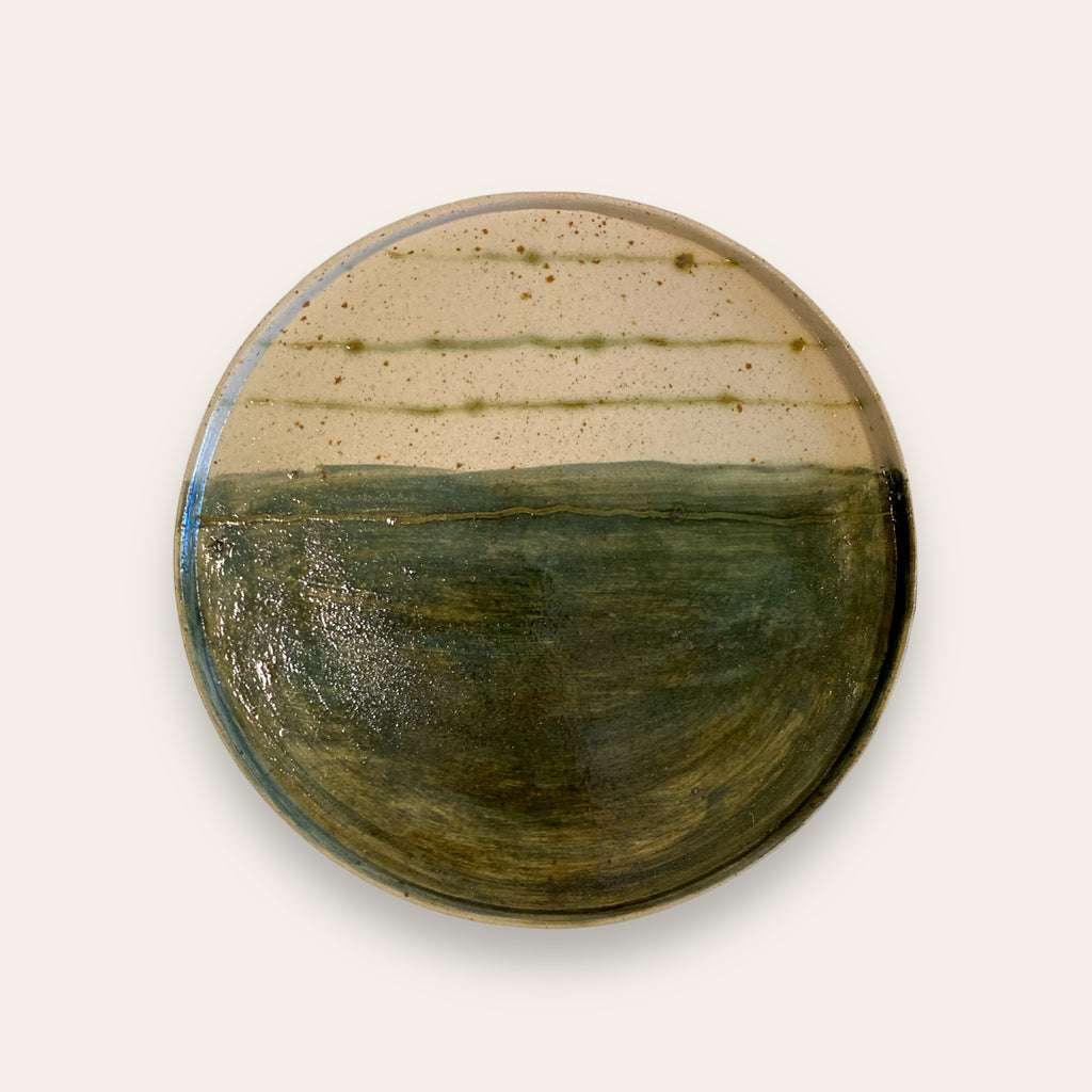 Stort keramik fad - grøn/hvid Charlottes keramik-mak