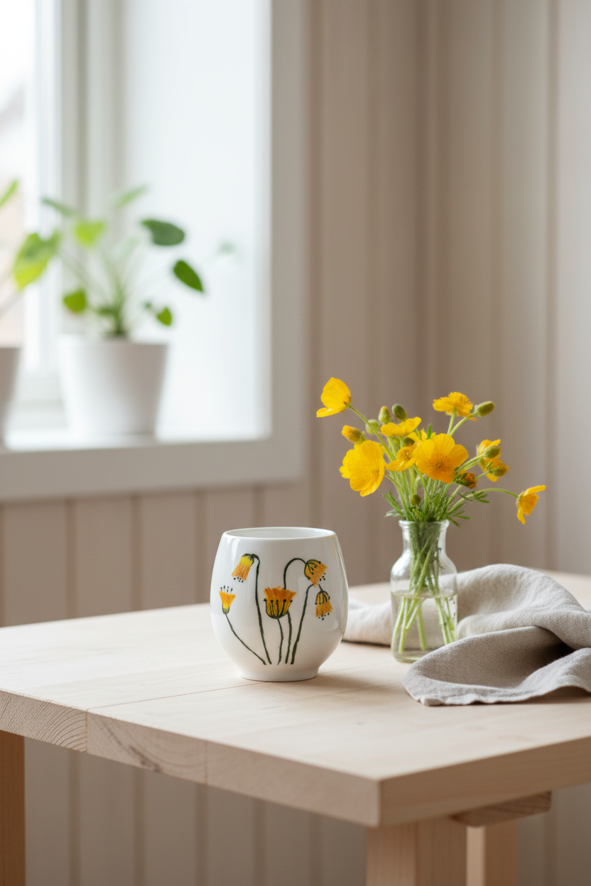 Tumbler i porcelæn med blomster | Ibs Elsker Keramik
