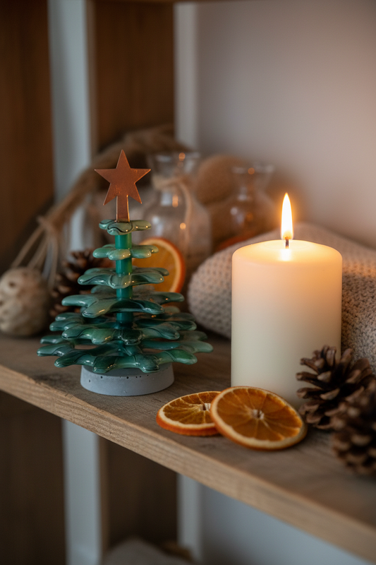Juletræ i glas – grøn med kobberstjerne | Great Fun Arts