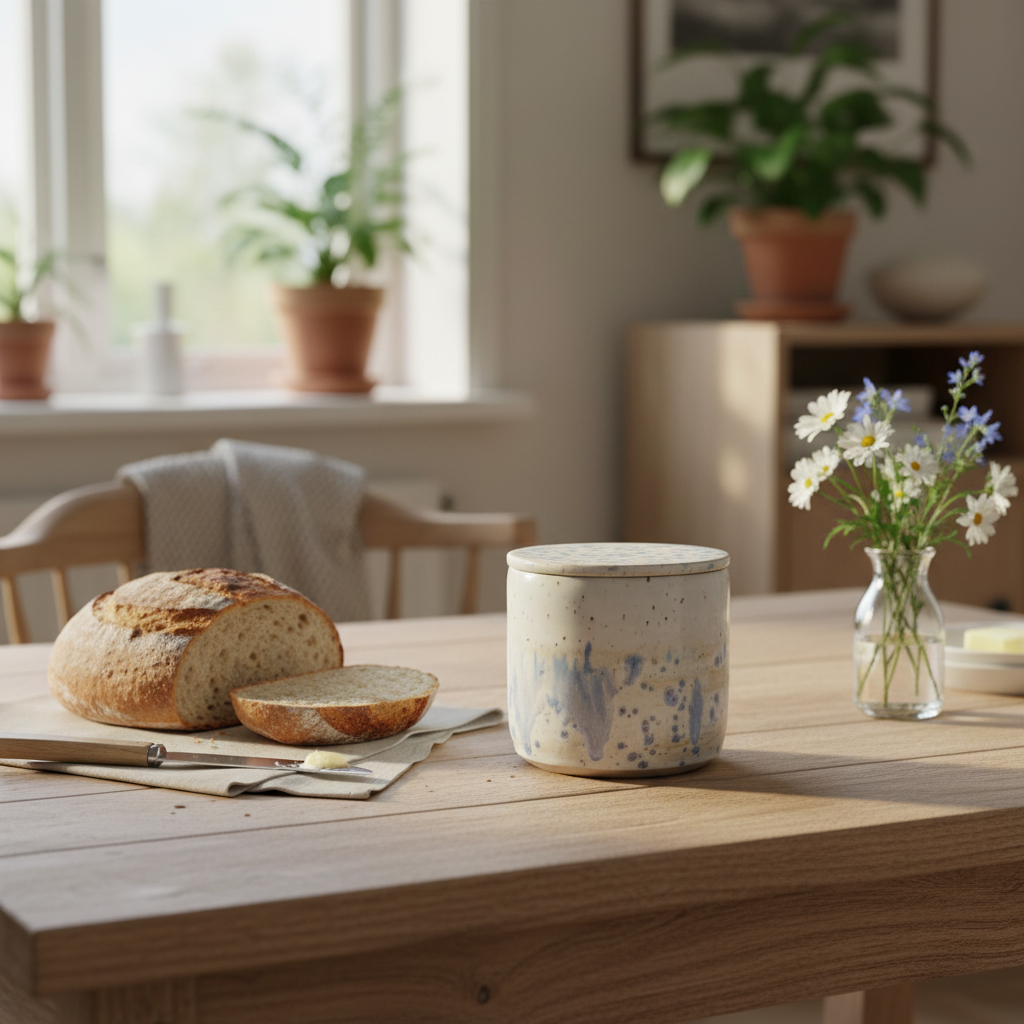Smørklokke i lys glasur – Håndlavet keramik | Clay by Hornstrup