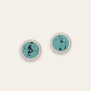 White and turquoise statement studs - circles 260 Handmade Hygge