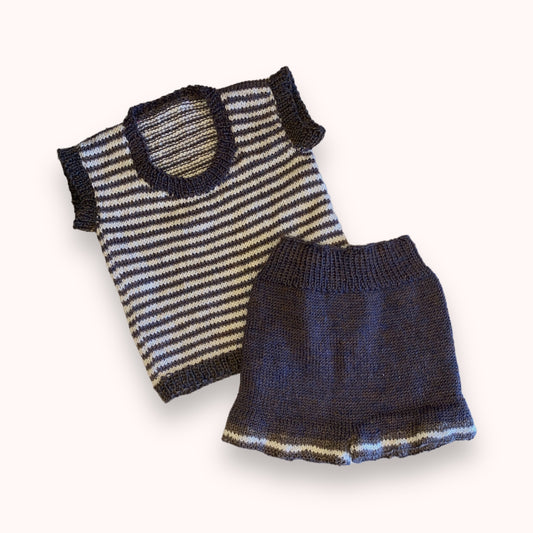 Strikket baby sæt str 6-12mdr HG Design