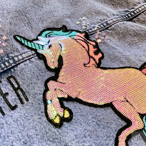 Denim vest str S-M - unicorn Decostudiobys