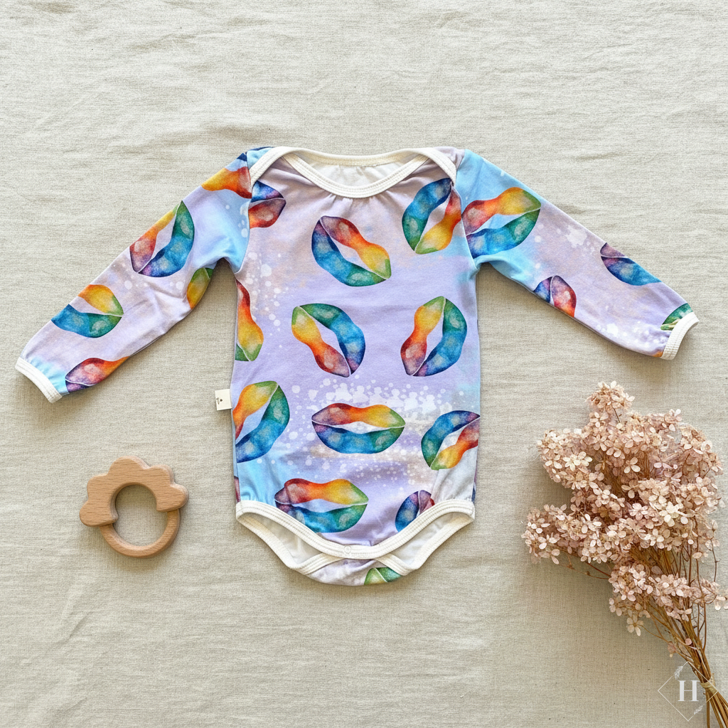 Baby body str. 68 – Regnbue kys