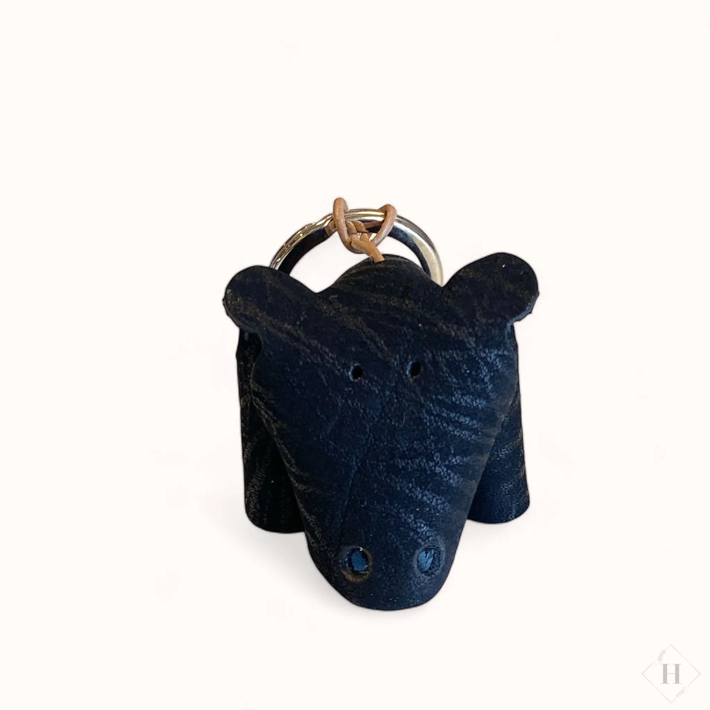 Læder nøglering - flodhest (flere varianter) Unika Nord