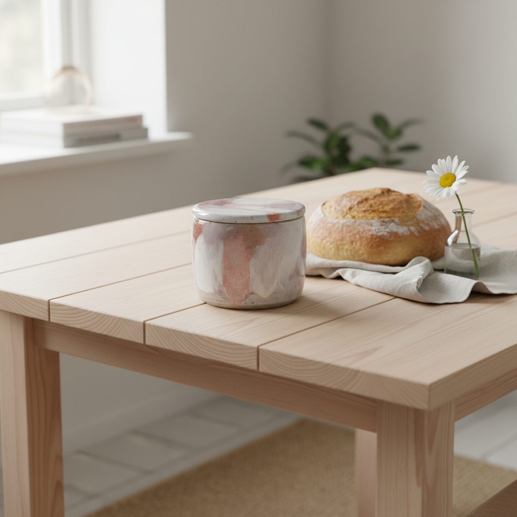 Smørklokke i rosa, lilla og terrakotta – Håndlavet keramik | Clay by Hornstrup