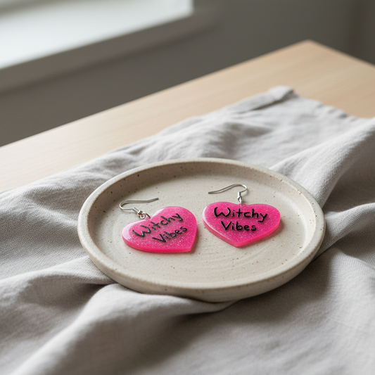 Witchy vibes - øreringe i pink glimmer