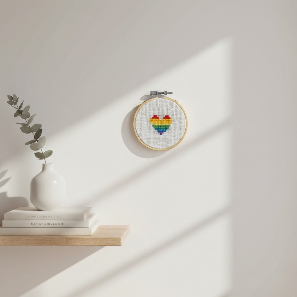 Broderi i ramme pride hjerte – håndlavet | Juks