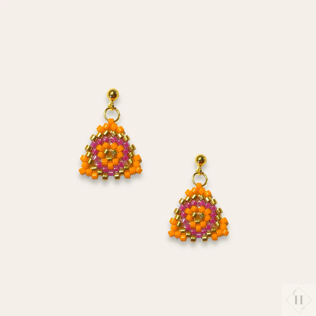 Ørering af miyuki perler - orange og lilla Sara Engel