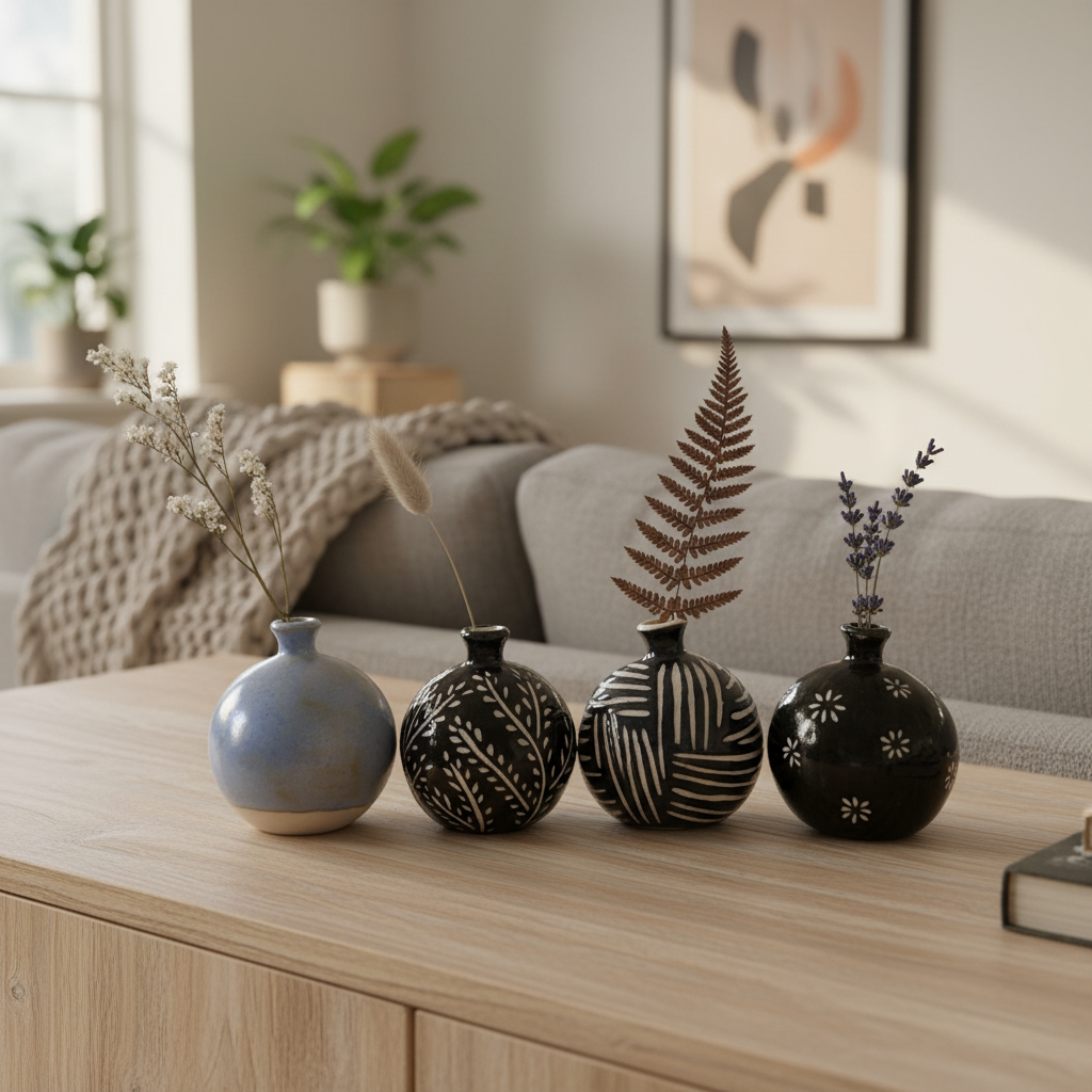 Håndlavet boble vase i keramik – 10 cm | Famalut