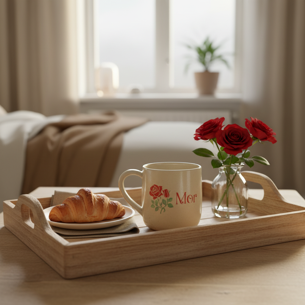 Drejet krus med hank – „Mor“ med rose | Helle Zinn