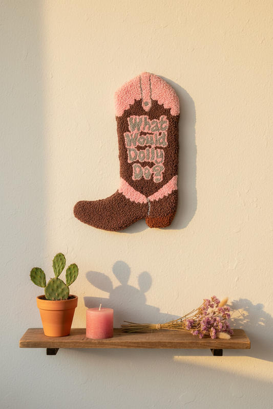 Tuftet cowboystøvle vægophæng – What would Dolly do? | Juks