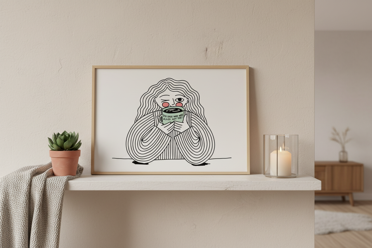 Kunstprint – Du kan ikke være alles kop the (A5) | Frida og Carlos mor