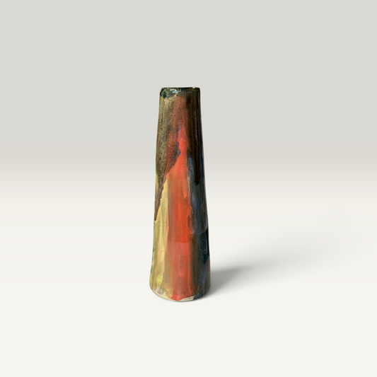 Håndformet slank vase – rød, grøn og blå | Lisbeth Børglum