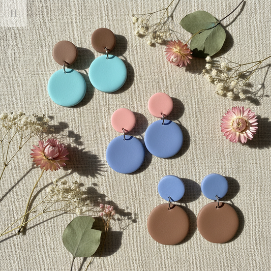 Ørestikker i pastel cirkler – håndlavet polymer clay | Creatrivi