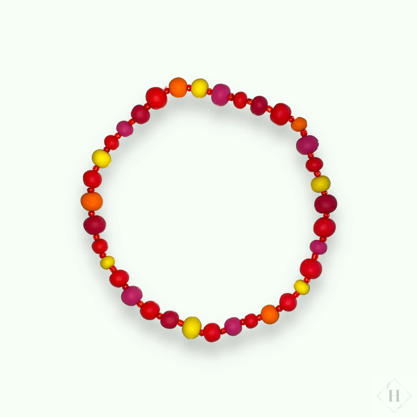 Halskæde i håndlavede perler - røde nuancer Aldrig2ens