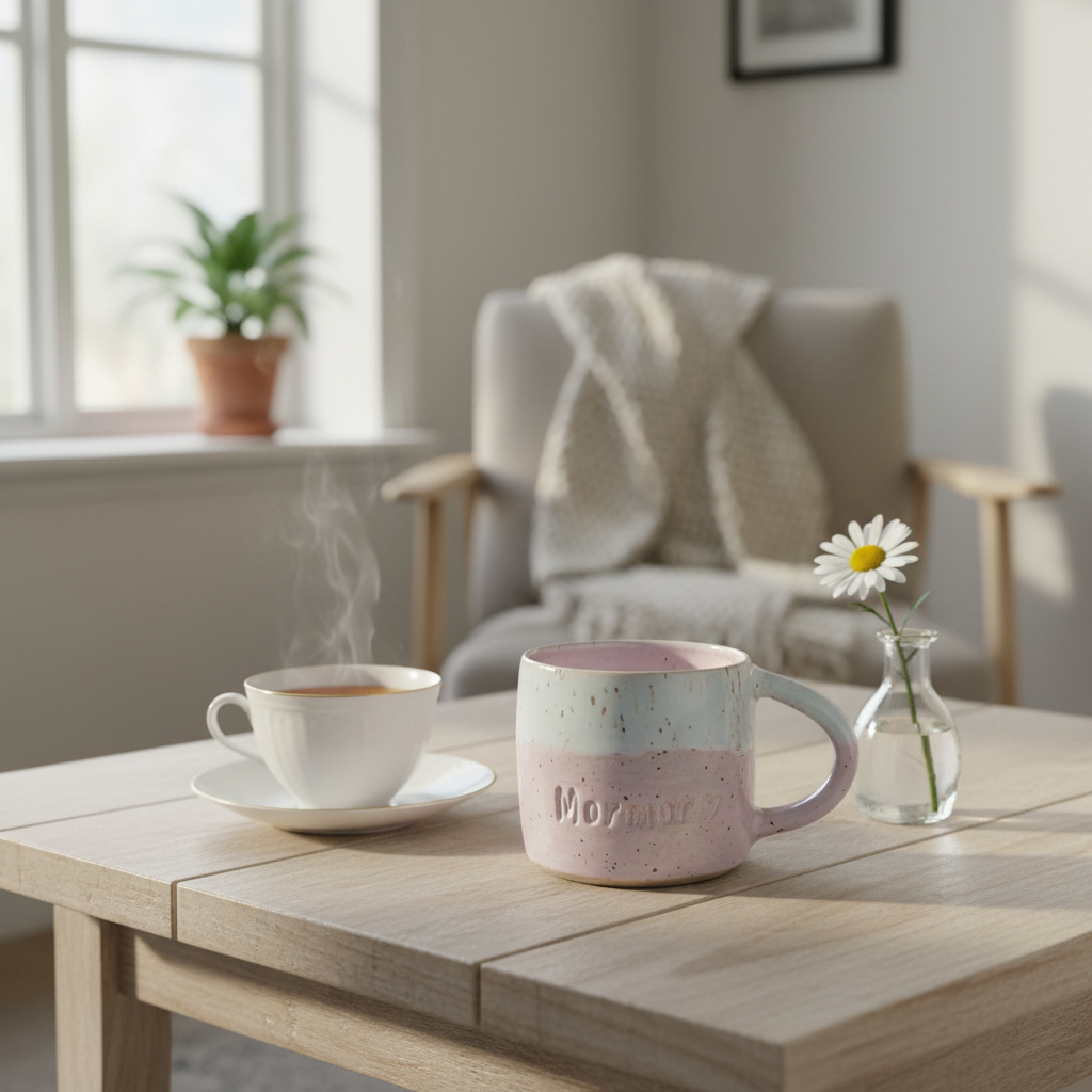 Keramikkrus med hank – "Mormor" lyserød | Clay by Hornstrup