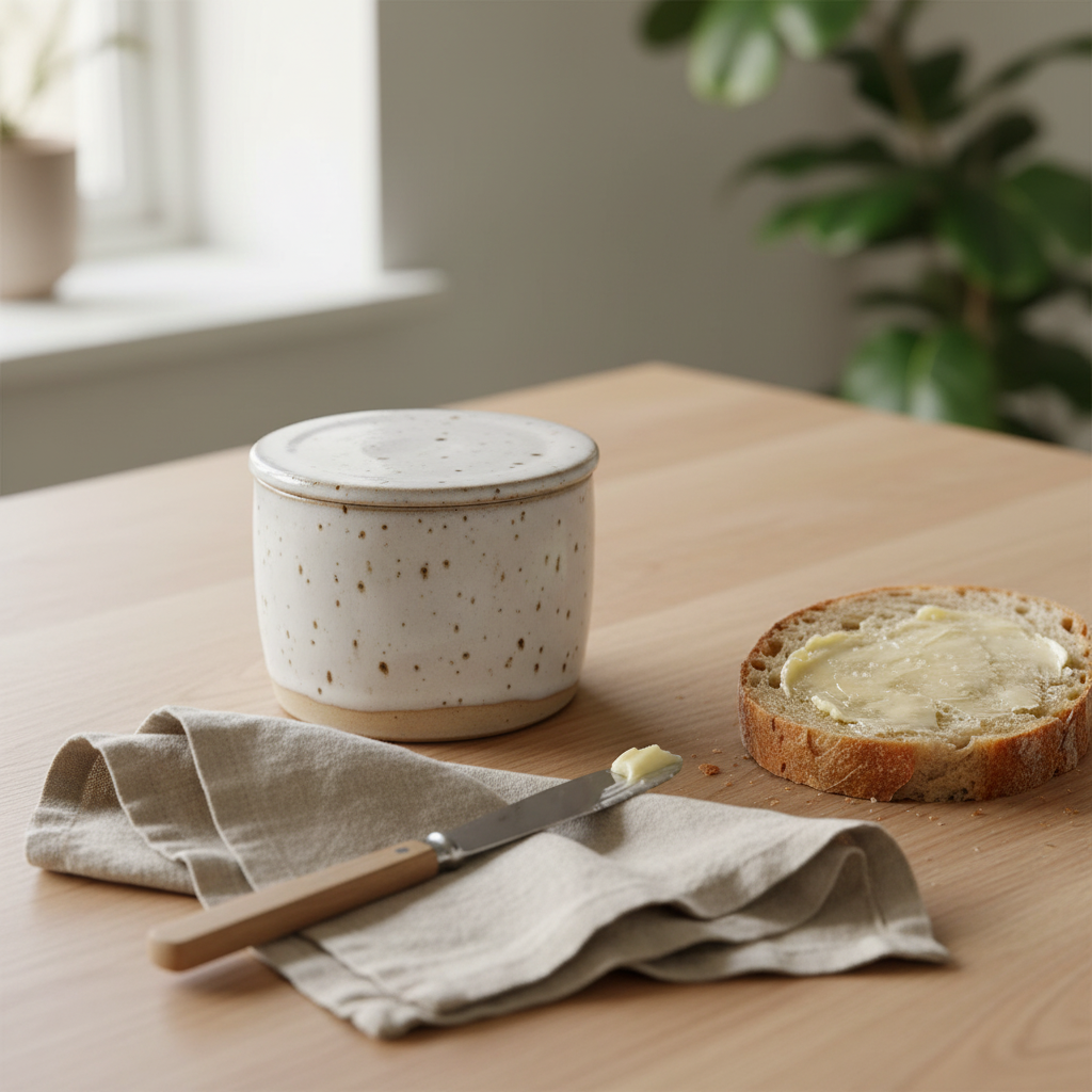 Smørklokke i hvid glasur | Clay by Hornstrup
