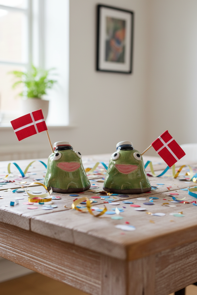 Studenter Kajkage i keramik med stofflag – Håndlavet figur af Pedersen