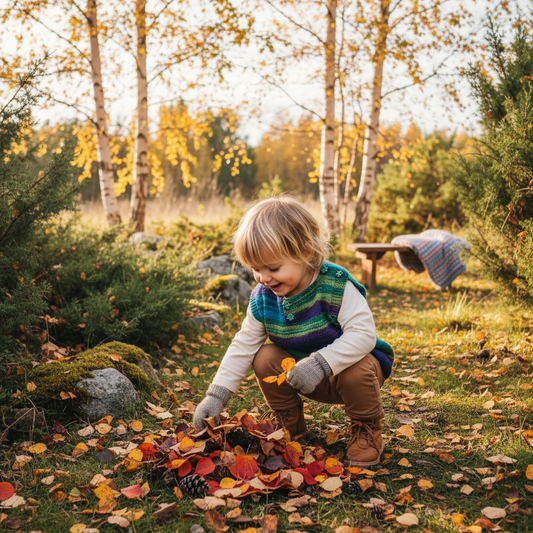 Strikket børnevest – farveskiftende blå/grøn/lilla | Str. 3-4 år | HG Design
