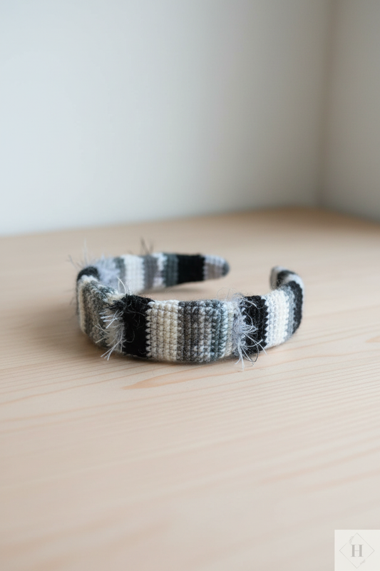 Hæklet hårbøjle – Black n White | Møhlde