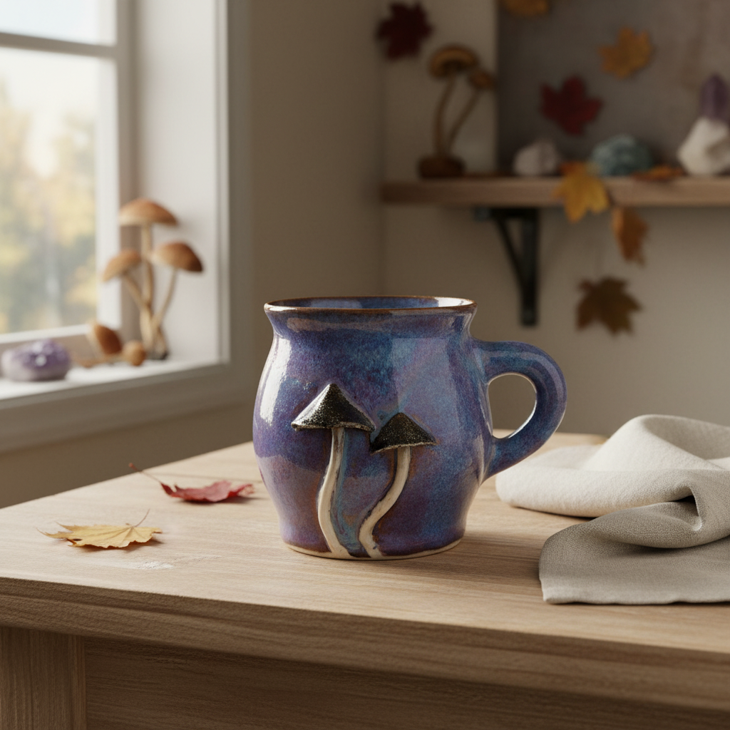 Krus med svampe – Blålilla med glimmer svampe | RG Ceramic