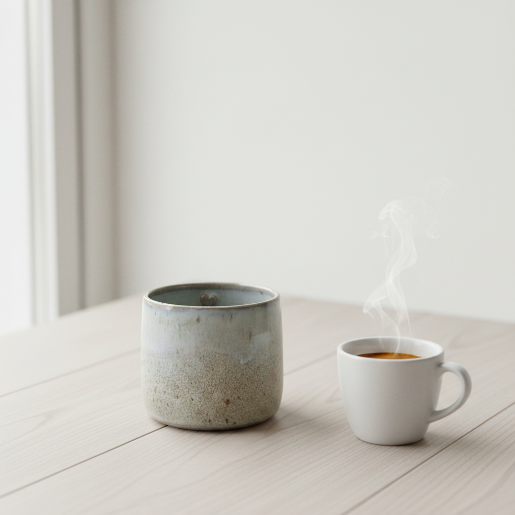 Americano krus uden hank med lille hjerte – Håndlavet keramik af Clay by Hornstrup