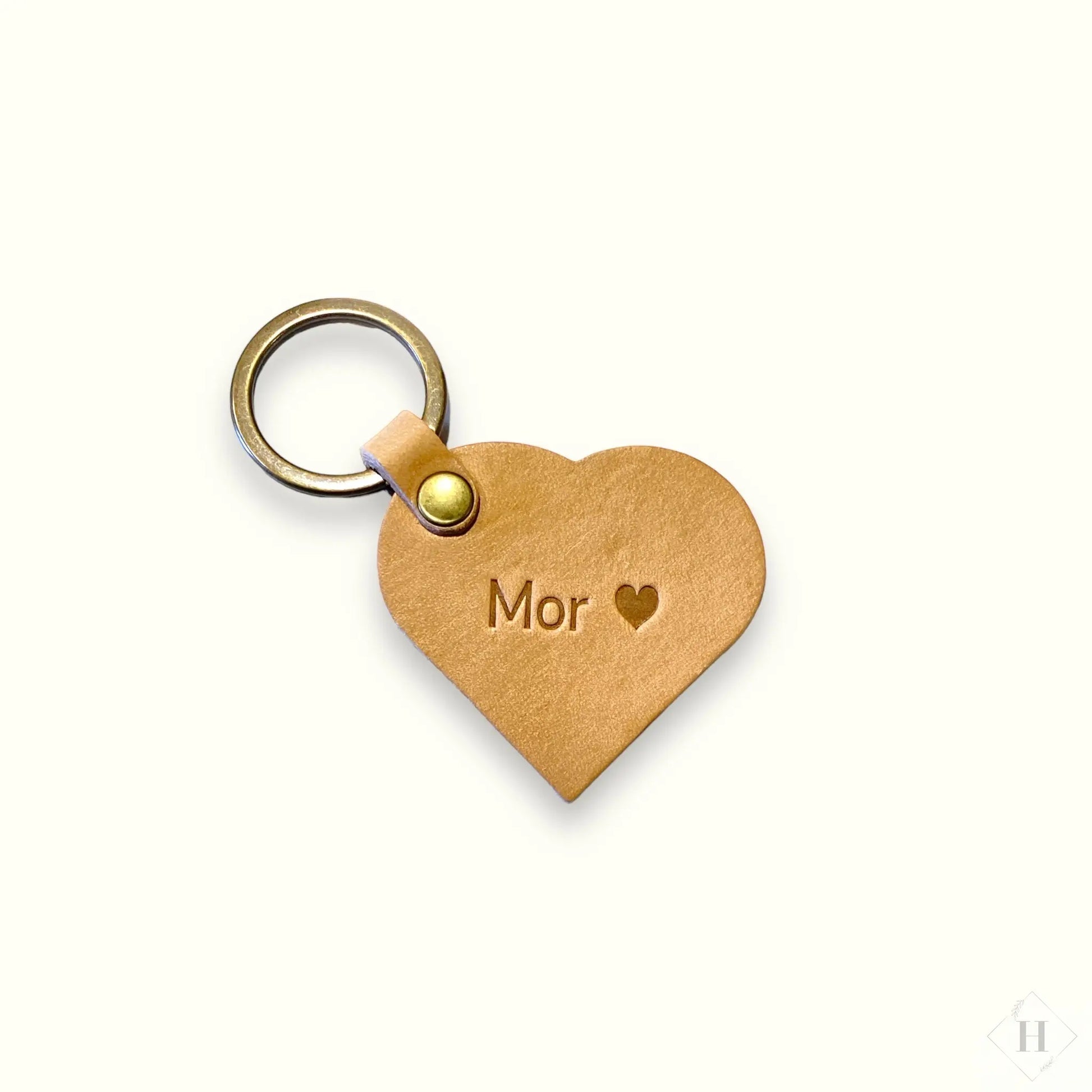 Nøglering i læder - Hjerte Mor (flere varianter) Unika Nord