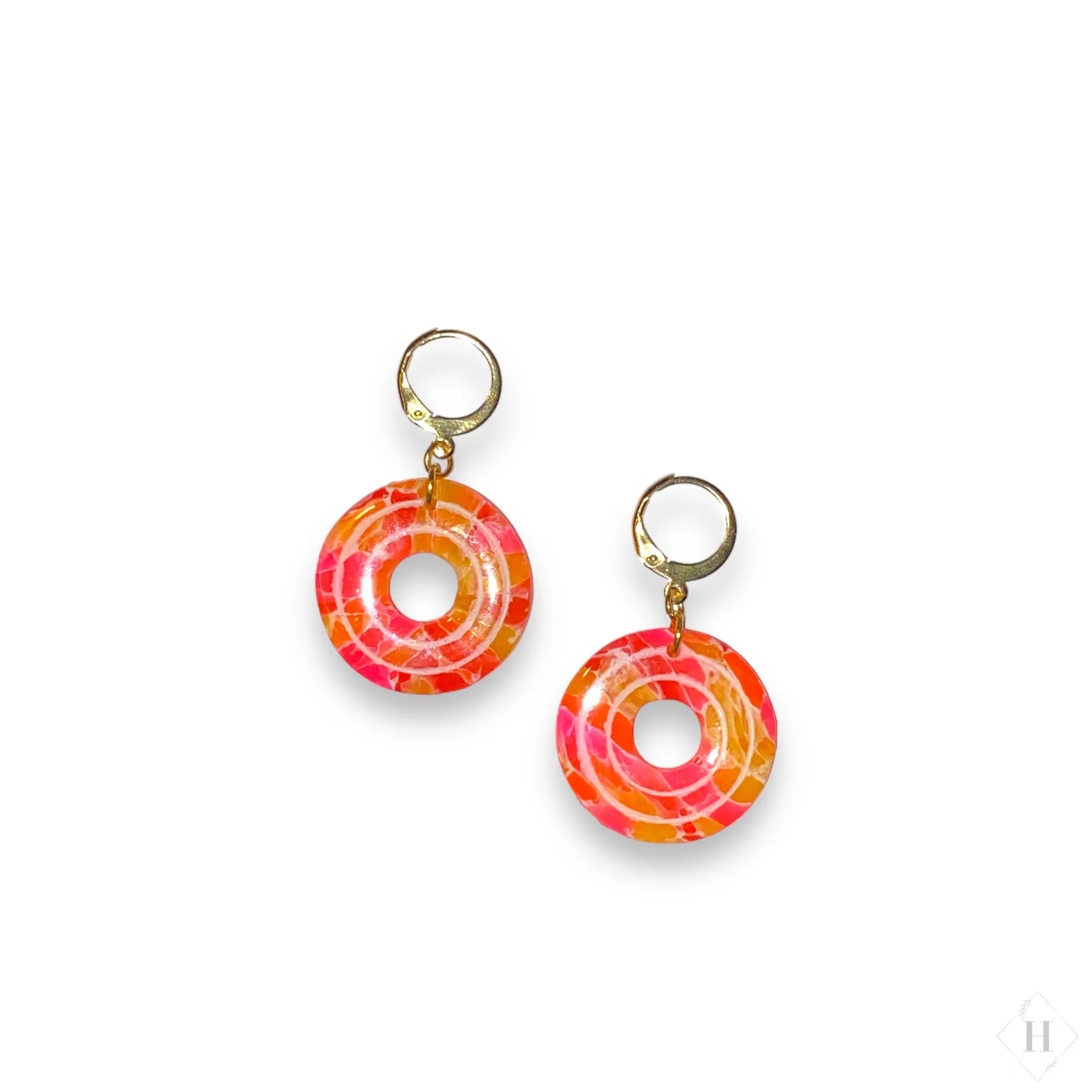 translucent neon pink lollipop earrings #269 Handmade Hygge