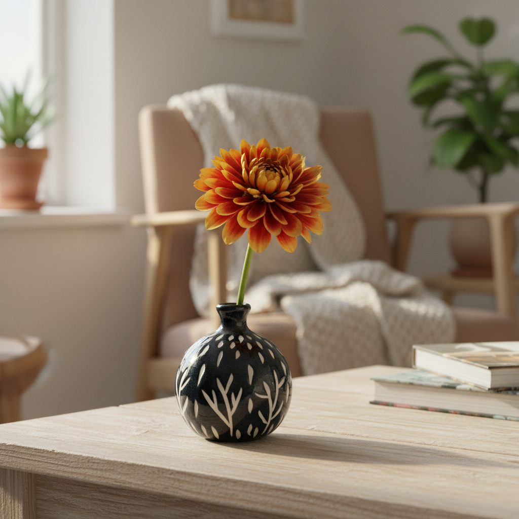 Håndlavet boble vase i keramik – 7 cm | Famalut