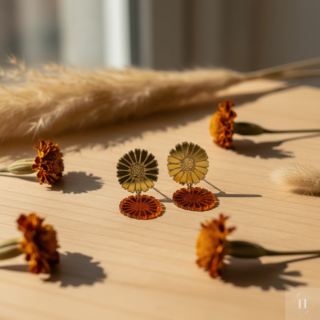 Statement øreringe i akryl – Marigold | Saisall