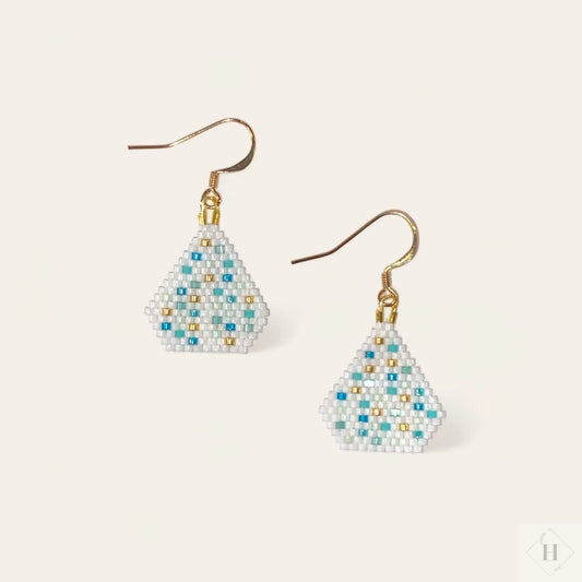 Ørering af miyuki perler - confetti turkis Sara Engel