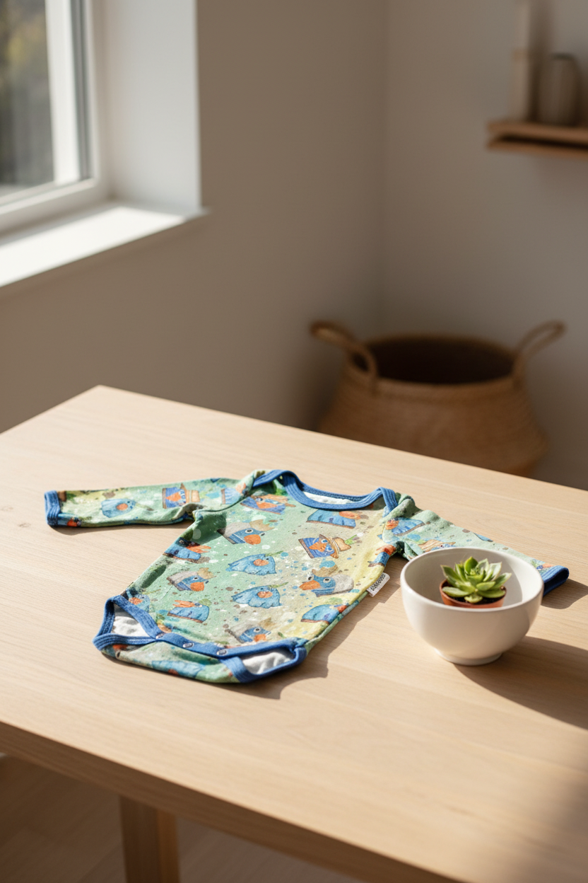 Baby body med Andrea kage-motiv – Håndlavet af M Henriksen Design (flere størrelser)