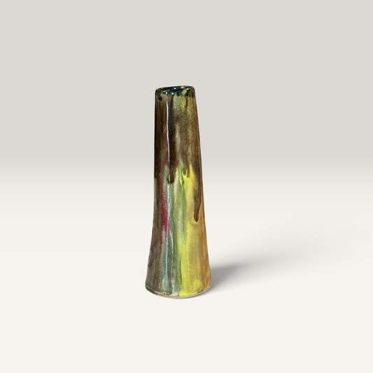 Håndformet slank vase – rød, grøn og blå | Lisbeth Børglum