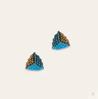 Ørestikker af miyuki perler - blå/bronze Sara Engel