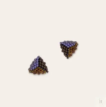 Ørestikker af miyuki perler - guld farvet/lilla Sara Engel