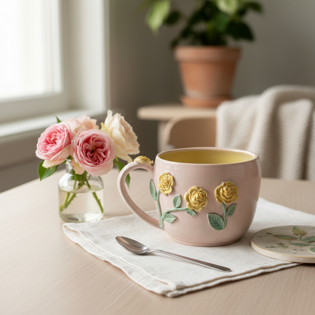 Keramikkrus 3D roser Helle Zinn – lifestyle