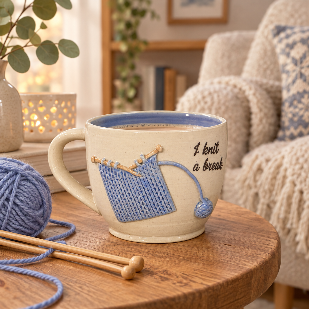 Krus I knit a break blålilla Helle Zinn – lifestyle
