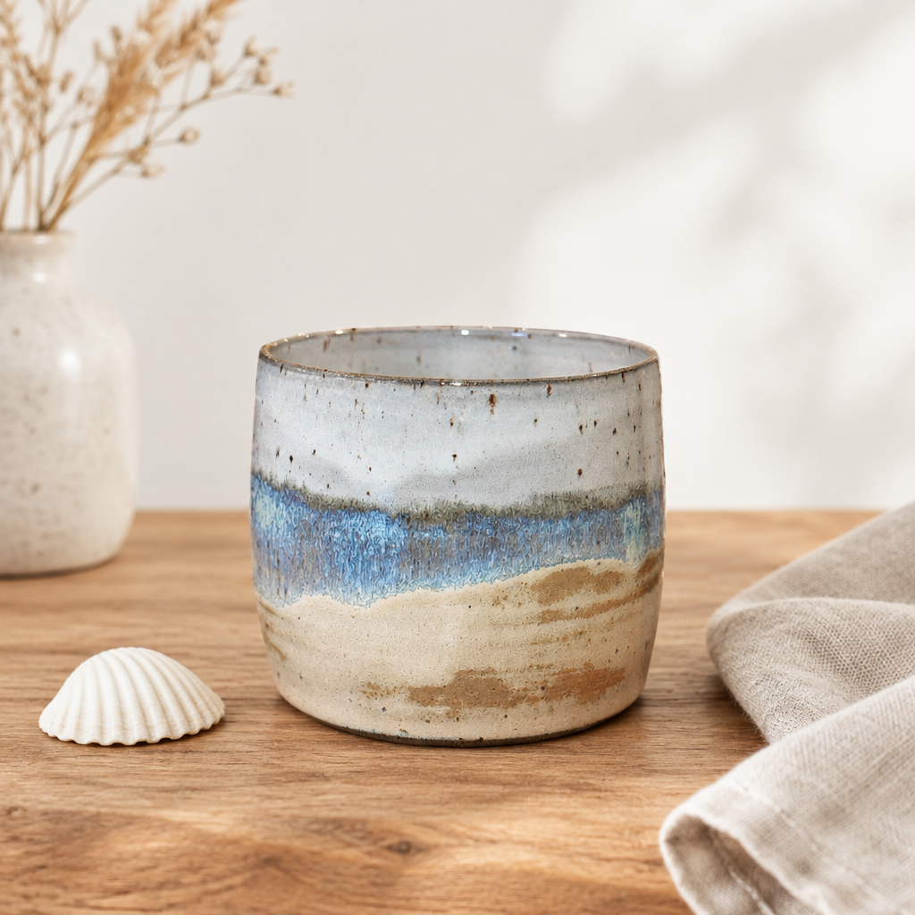 Krus uden hank hav sand blå Clay by Hornstrup – lifestyle