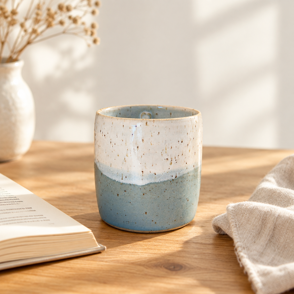 Krus uden hank lyseblå Clay by Hornstrup – lifestyle